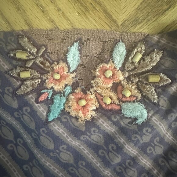 Free People Strapless Dress Ruffle Floral Embroidered Fully Lined Boho Size 6 - Picture 2 of 12